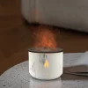 Volcano Humidifier Jellyfish Smoke Ring Aromatherapy Machine, Home Desktop Volcano Spray Simulated Flame Wood Grain Aromatherapy Humidifier