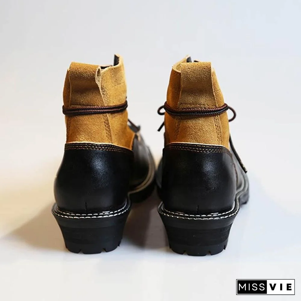 Retro American Motorcycle Riding Ankle Boots Men Work Safety Shoes Unisex British Style Cow Genuine Leather  Botas Hombre