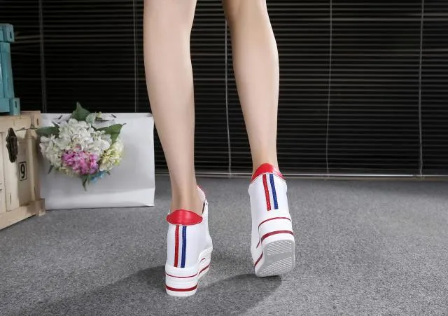 Women Sneakers 2022 Spring Autumn High Heels Ladies Casual Shoes Women Wedges Platform Shoes Female Thick Bottom Trainers W405