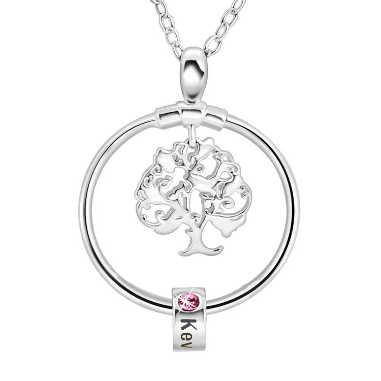 Personalized Family Tree Necklace with 1 Birthstone Gift for Mom