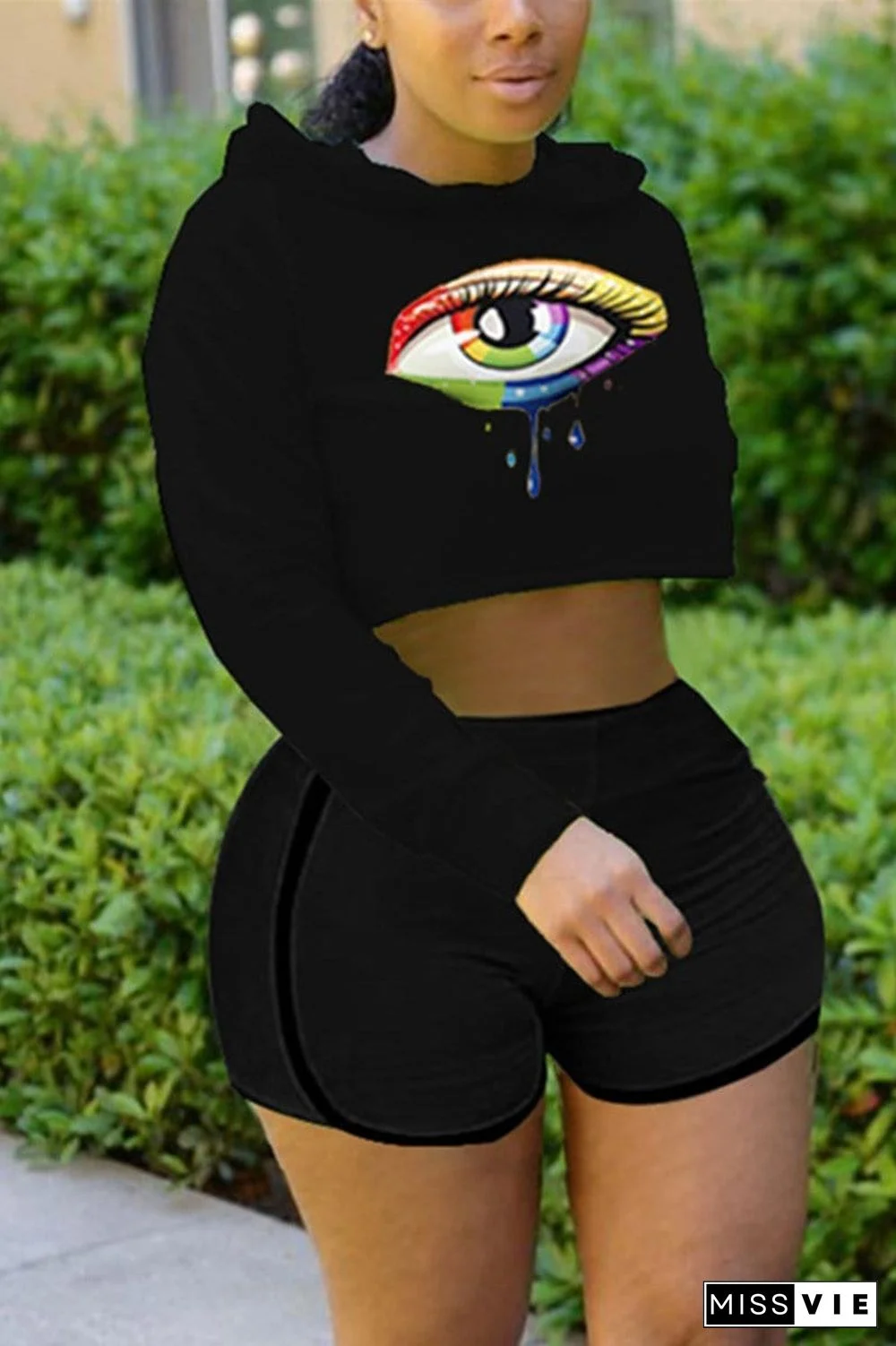 Fashion Eye Print Two Piece