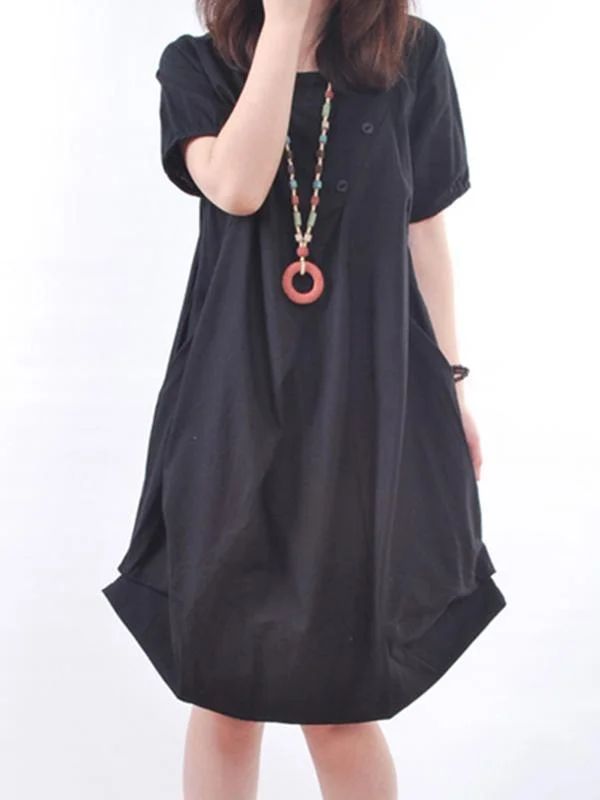 Crew Neck Short Sleeve Cocoon Casual Skirts
