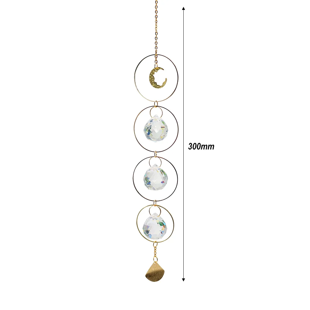Moon Sun Ball Crystal Suncatcher Hanging Metal Pendant Garden Decor (24)