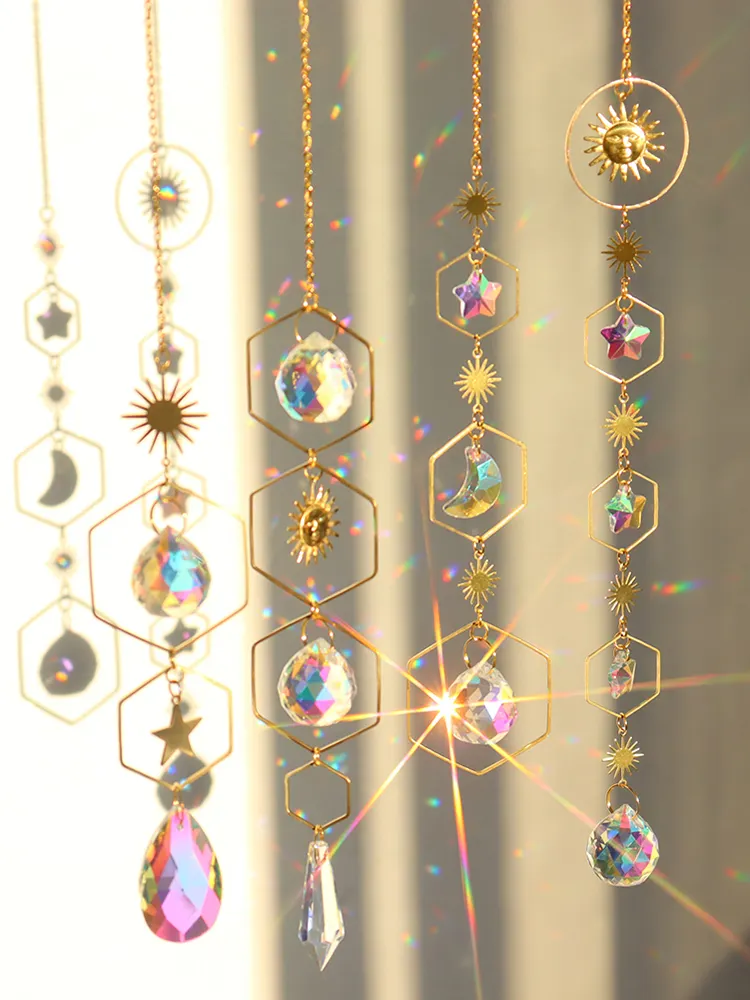 Crystal Wind Chime Ball Star Pendant Hanging Garden Home Xmas Party Decor