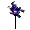 Solar Powered Halloween Witch Broom Stake Resin Light for Outdoor Decor