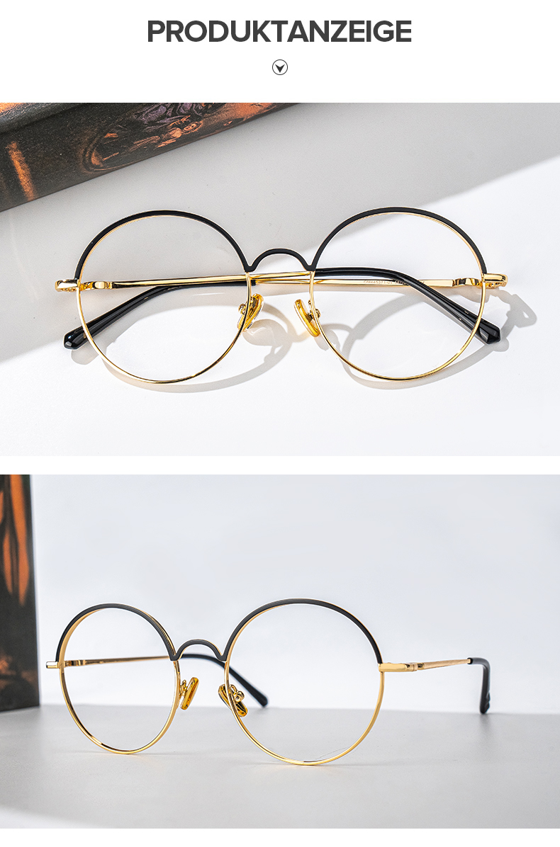 Beverly Schwarz-Gold Rund Brille