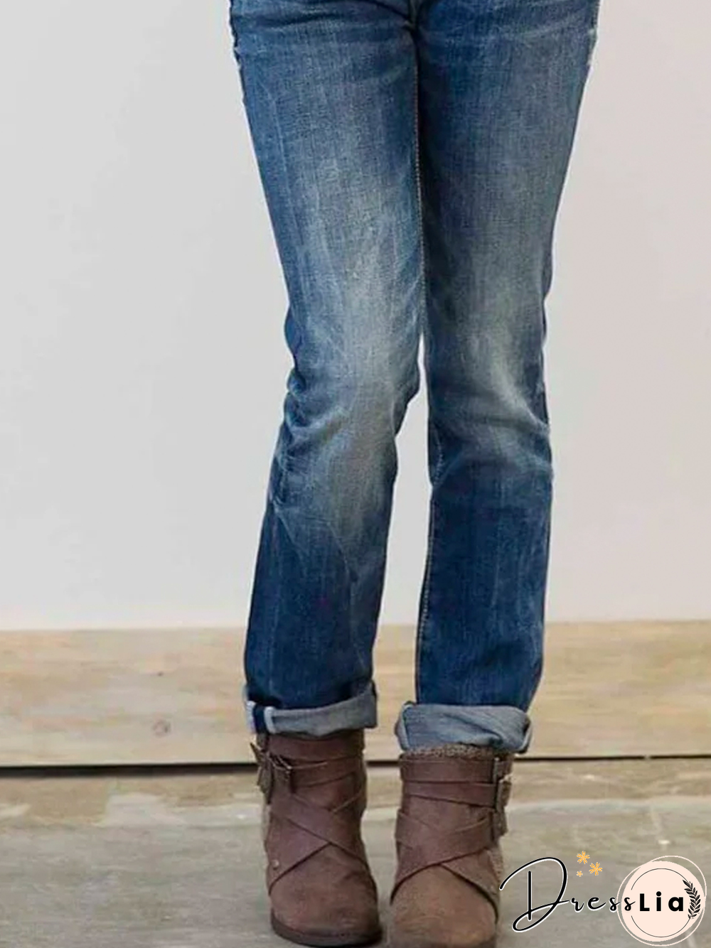 Blue Plain Casual Denim Jeans