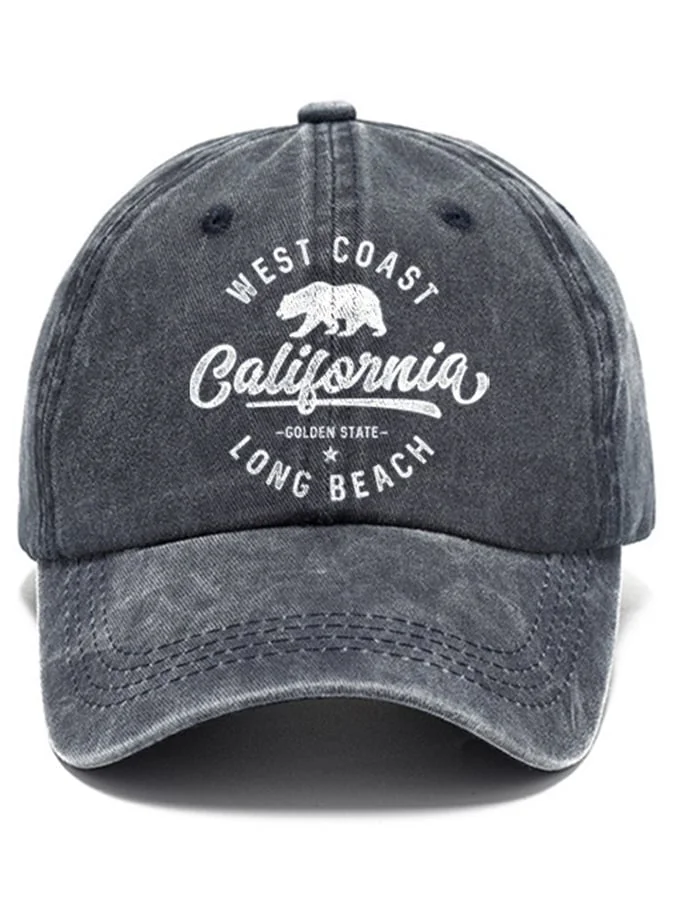 Distressed Washed Cotton Print Baseball Hat