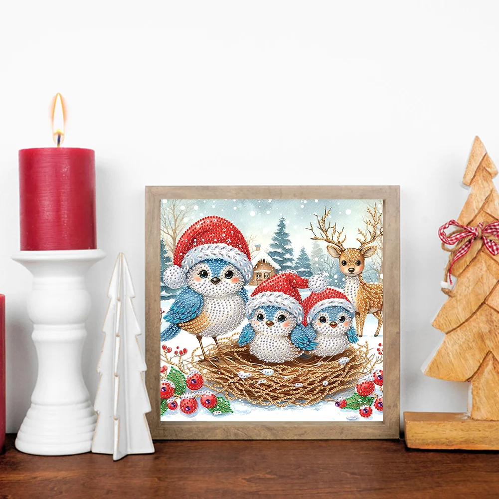 Diamond Painting - Partial Special Shaped Drill - Xmas Bird(Canvas|30*30cm)