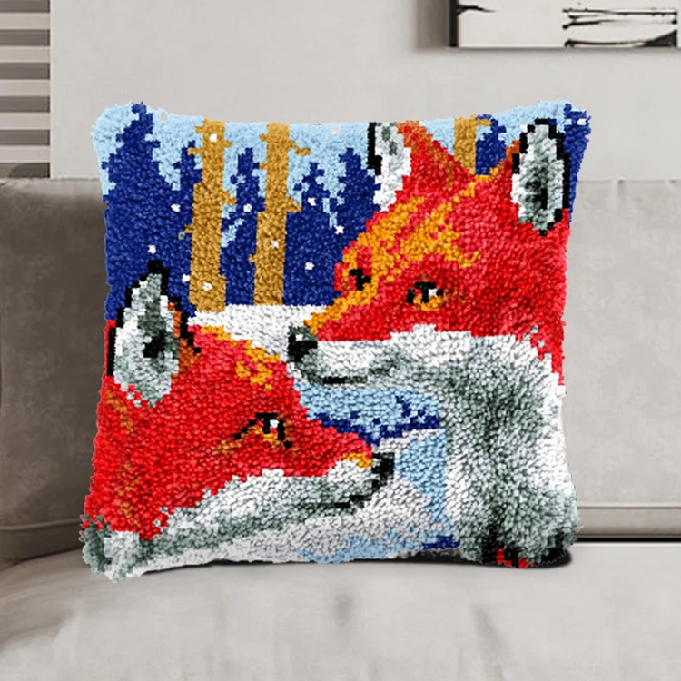 Two Foxes Pillowcase Latch Hook Kits for Beginners veirousa