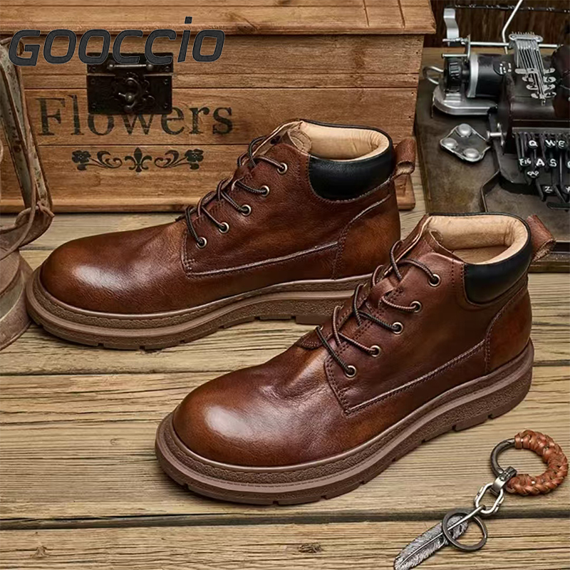 DT190 Retro-Style  Cowhide Martin Boots For Men GOOCCIO   