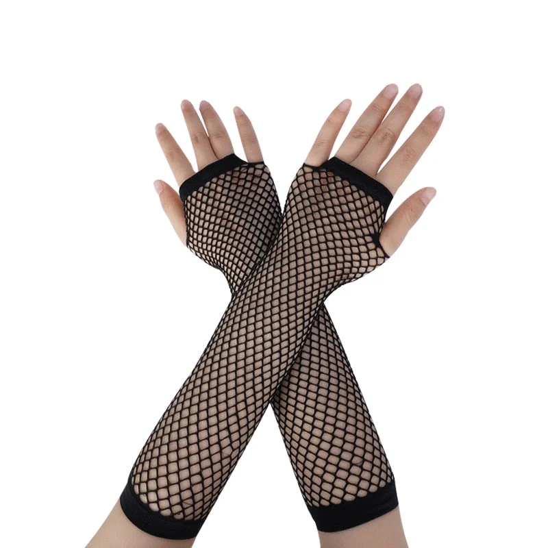 New Fashion Neon Fishnet Fingerless Long Gloves Leg Arm Cuff Party Wear Fancy Dress for Womens Sexy Beautiful Arm 2021