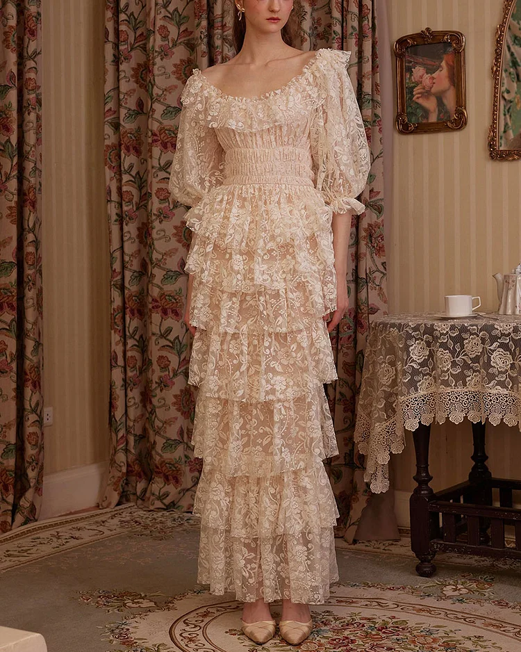 Romantic French Embroidery Lace Dress