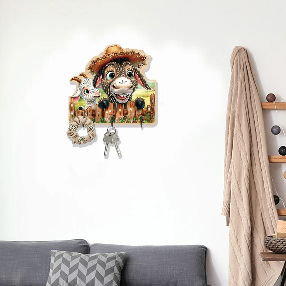 DIY Donkey 3 Hooks Diamond Painting Pet Hook Rail Diamond Art Hanging Hooks