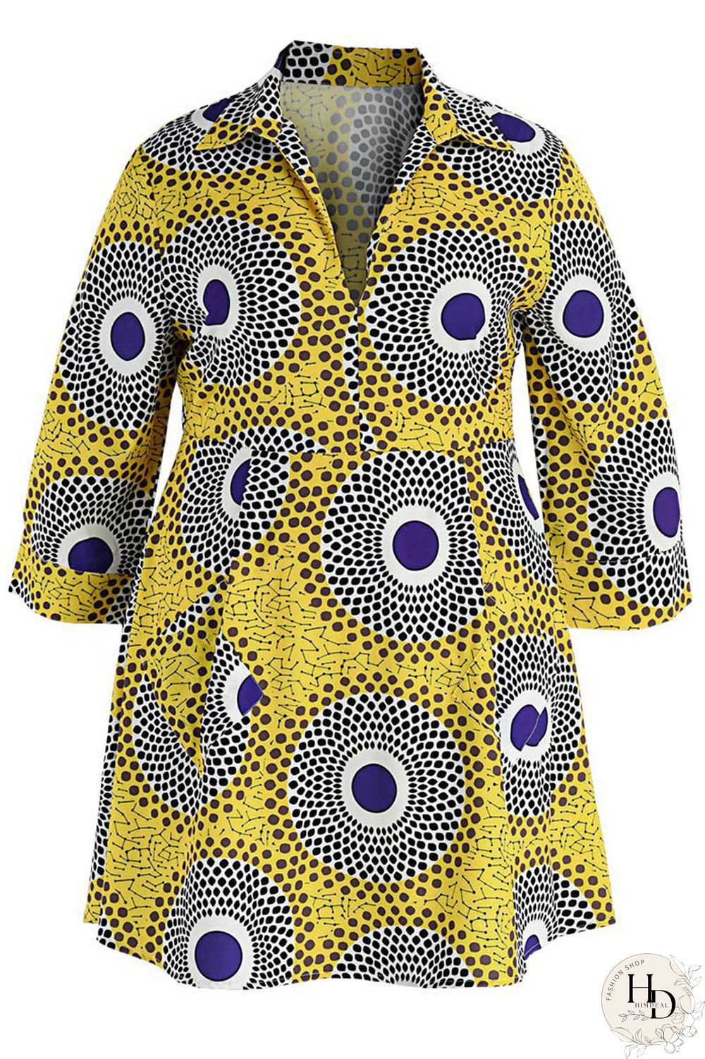 Rose Red Casual Print Split Joint V Neck A Line Plus Size Dresses