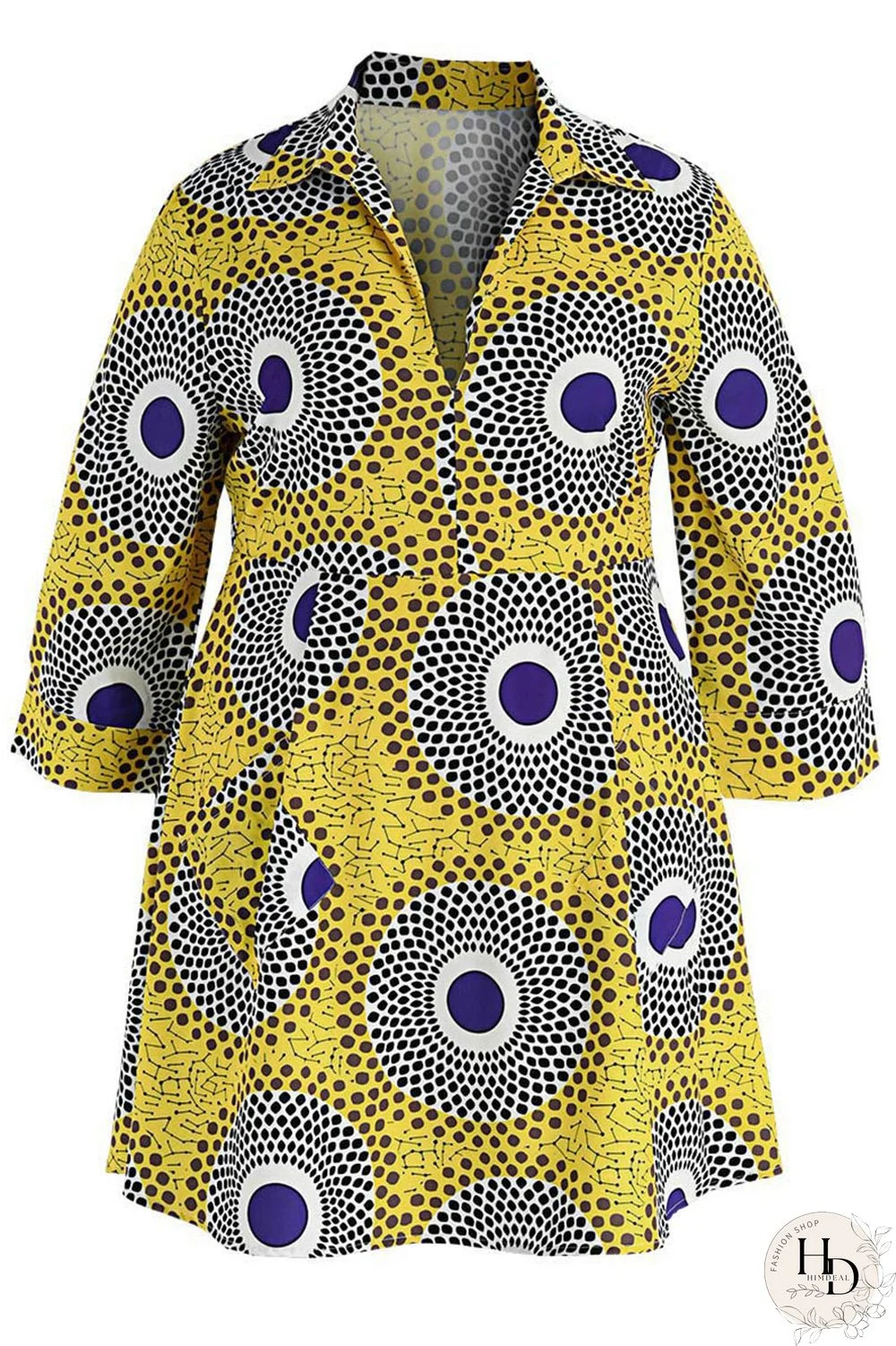 Rose Red Casual Print Split Joint V Neck A Line Plus Size Dresses