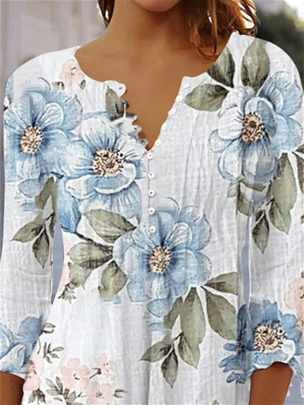 Women Half Sleeve V-neck Solid Color Dress