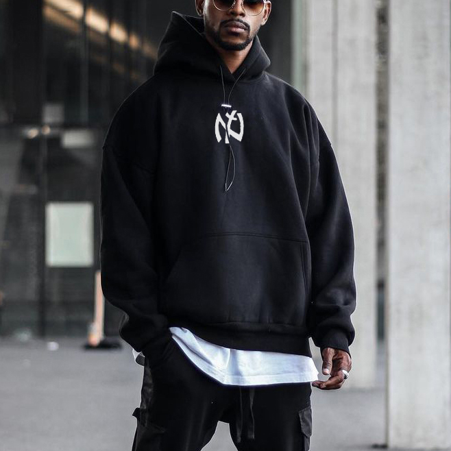 Men's Modern Casual Printed Color Long Sleeve Hoodie