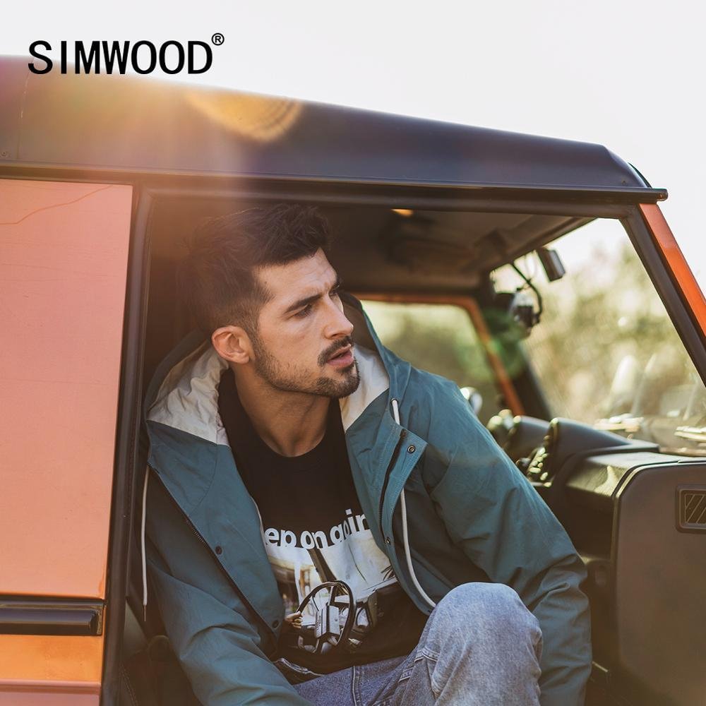 SIMWOOD 2021 Autumn shell hooded field Jacket men casual cargo solid color windbreaker plus size Lover's clothes SJ170225