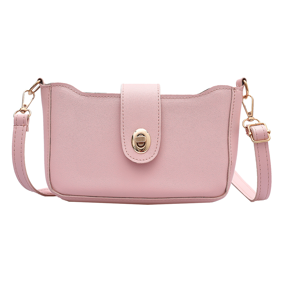 

Casual PU Leather Crossbody Bag Solid Square Shoulder Handbag Purse, Pink, 501 Original