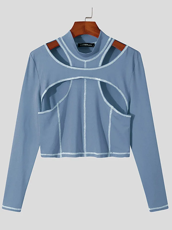 Aonga - Mens High Neck Cutout Crop ShirtJ aonga