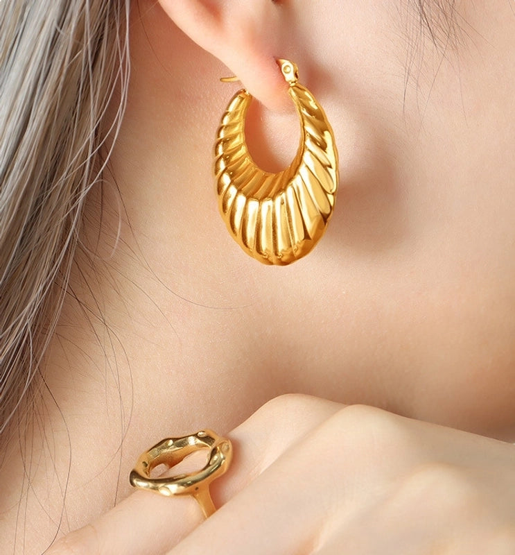 1 Pair Minimalist Classic Style Twist Plating 304 Stainless Steel Titanium Steel 18K Gold Plated Ear Studs