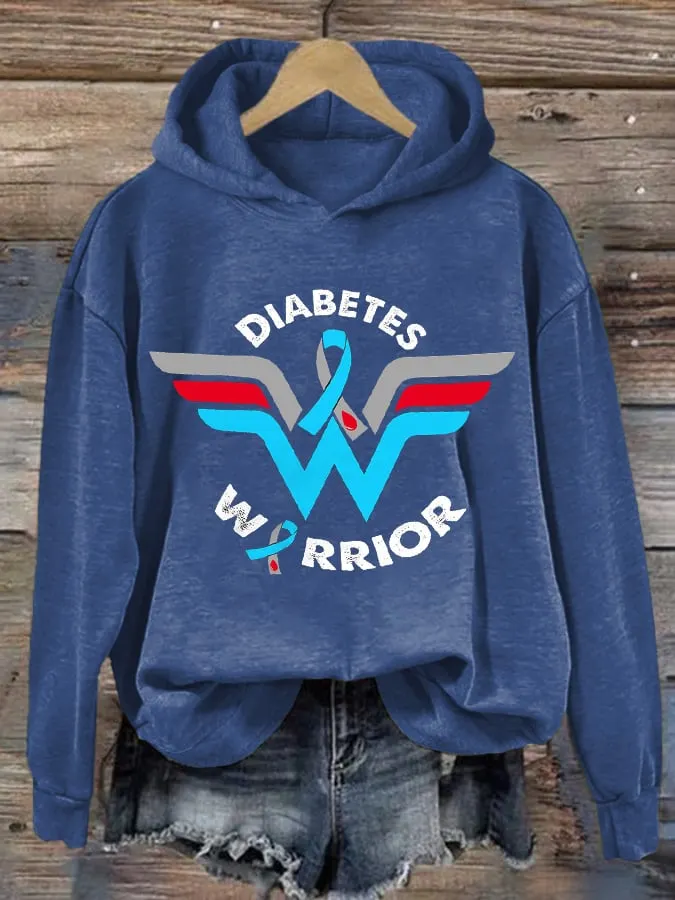 Women's Casual Diabetes Awareness Printed Long Sleeve Sweatshirt