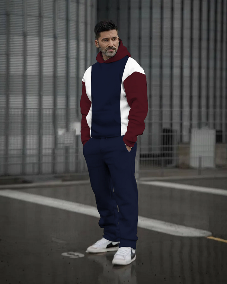 Men's stylish printed hoodie Set 114