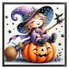 Halloween Witch And Pumpkin-11CT Stamped Cross Stitch 40*40cm/15.75*15.75in tapestrymarket