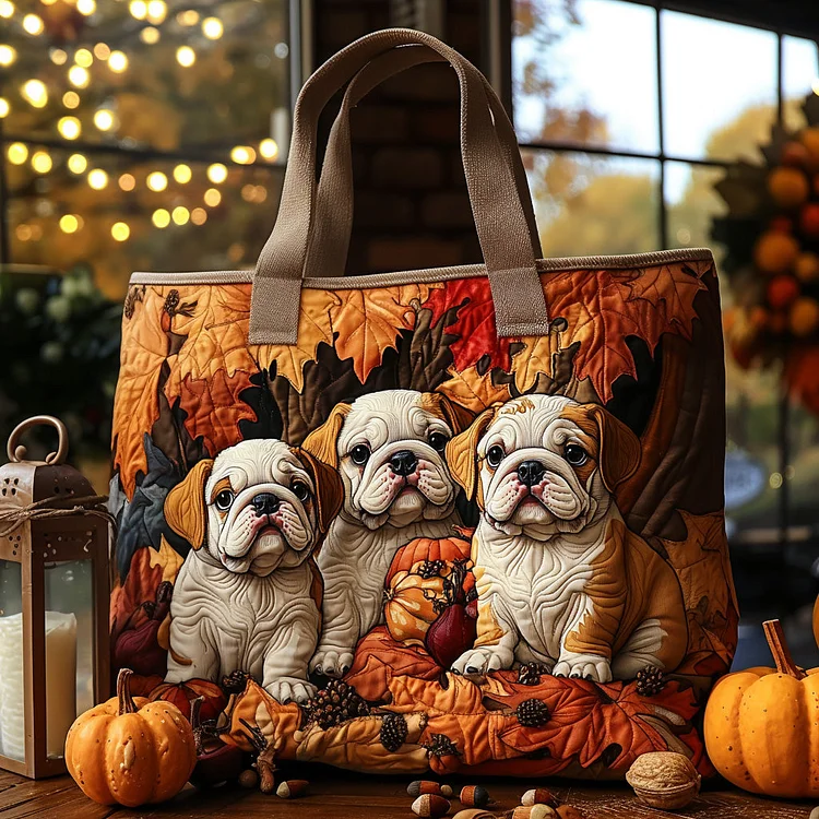 Pumpkin Pup Quilted Tote Bag NCU0DV7092