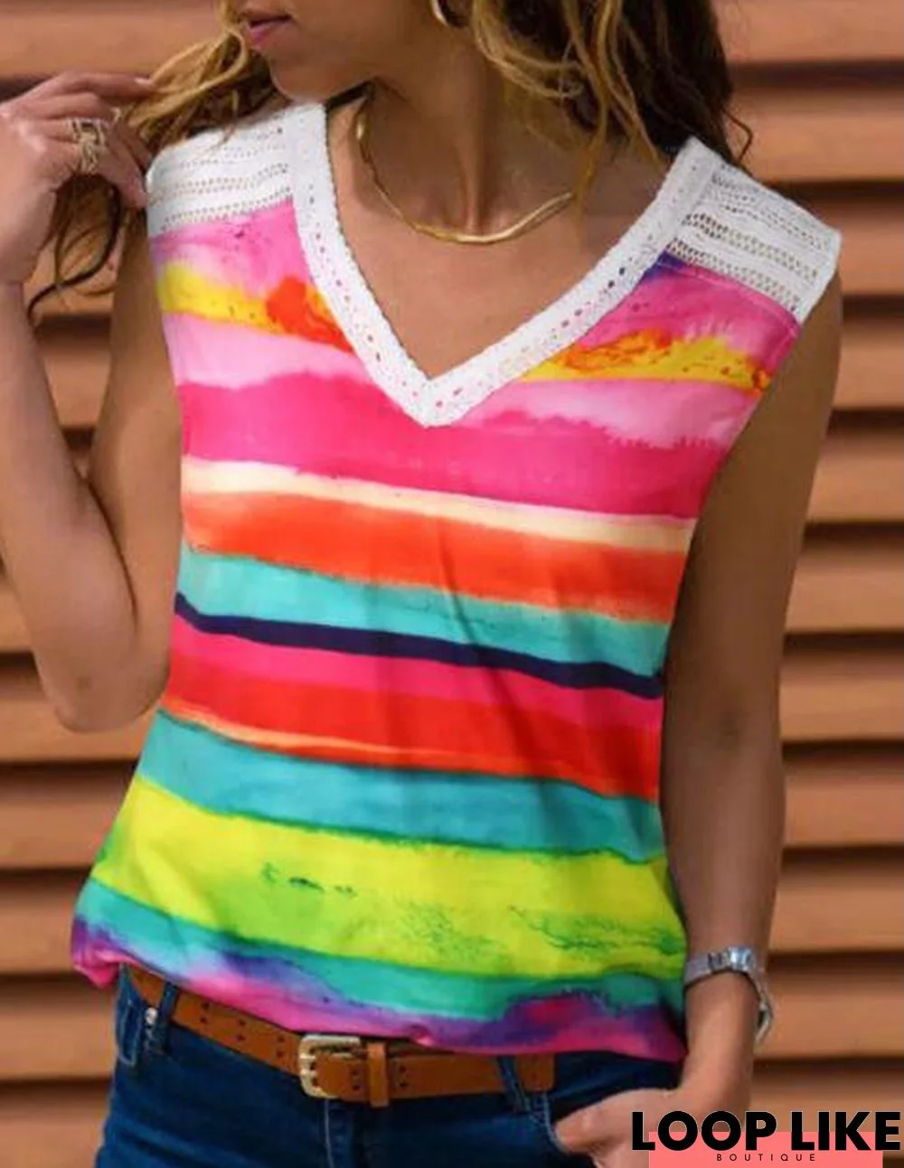 Casual V Neck Sleeveless Tops