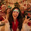 DIY Diamond Painting Christmas Glasses Frame No Lens 4pcs(Christmas happy)
