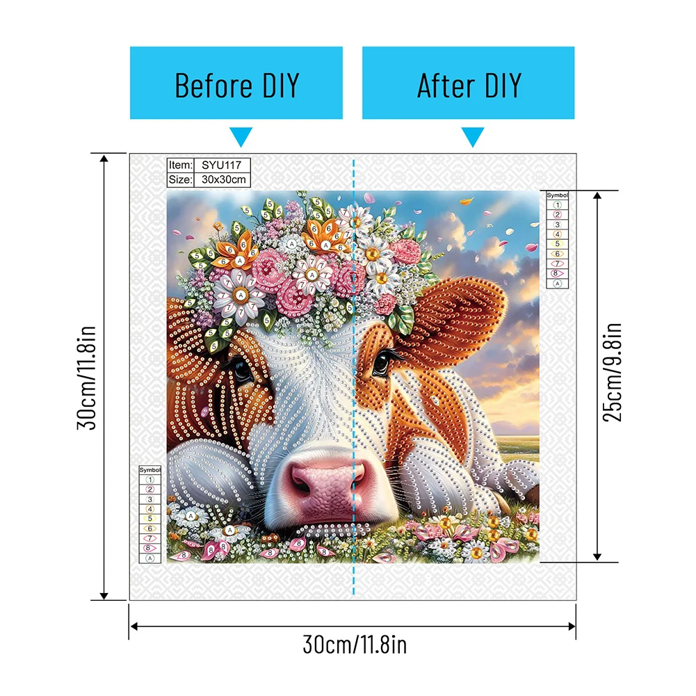 Diamond Painting - Partial Special Shaped Drill - Flower Cow(Canvas|30*30cm)