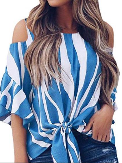 Women Half Sleeve V-neck Solid Color Dress