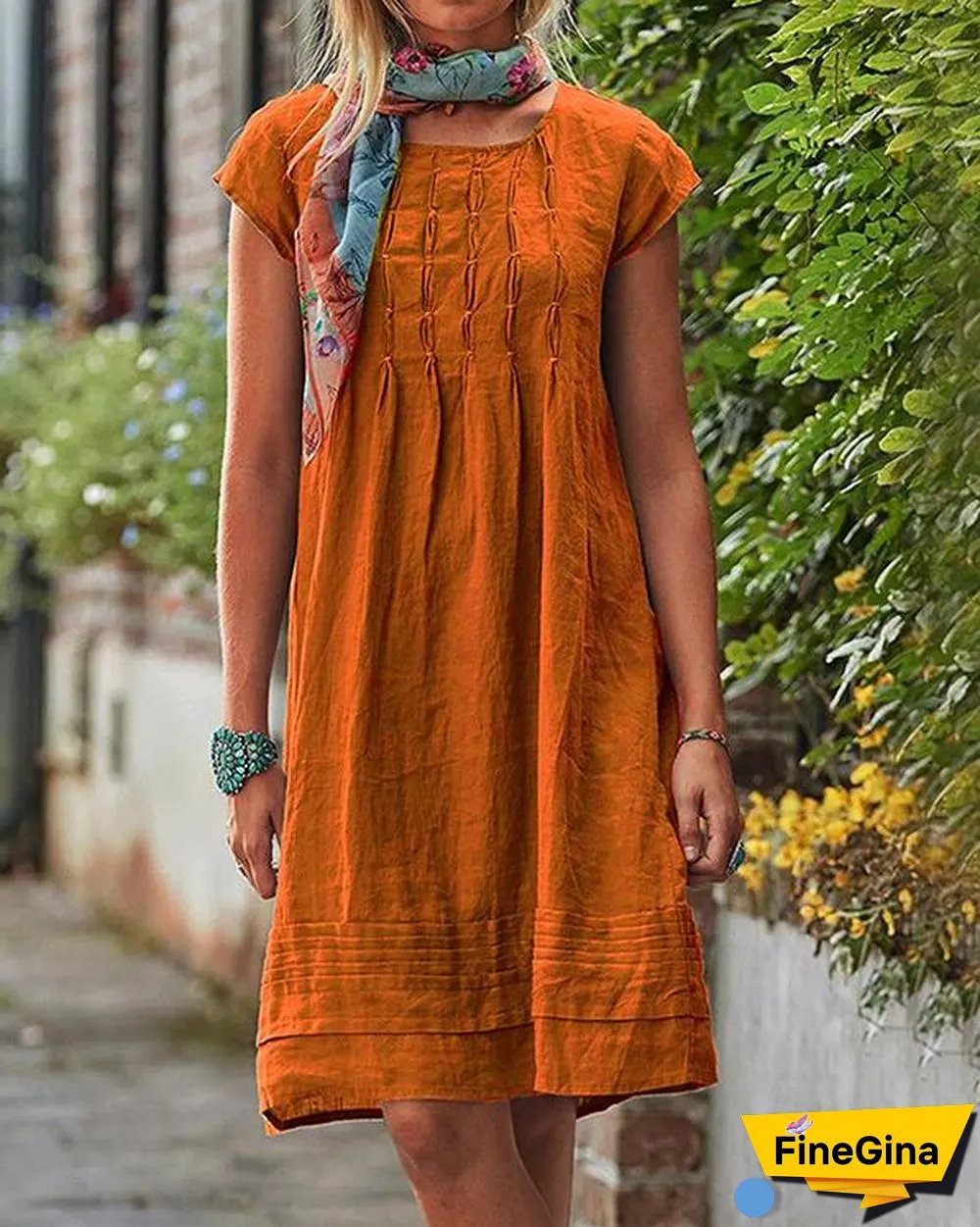 Vintage Casual Solid Linen Women Dresses