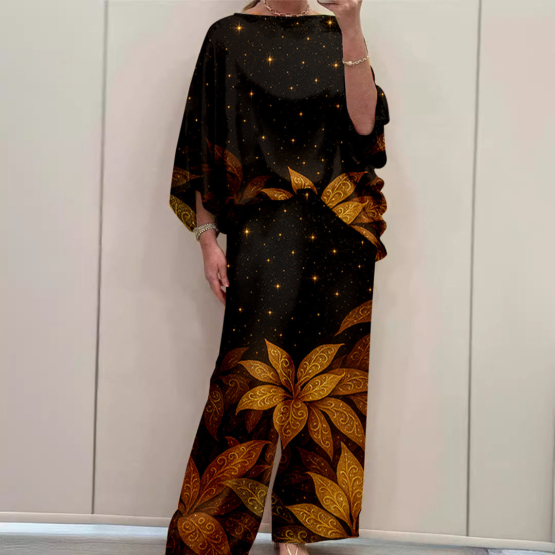 Women Long Sleeve V-neck Graphic Floral Printed Top