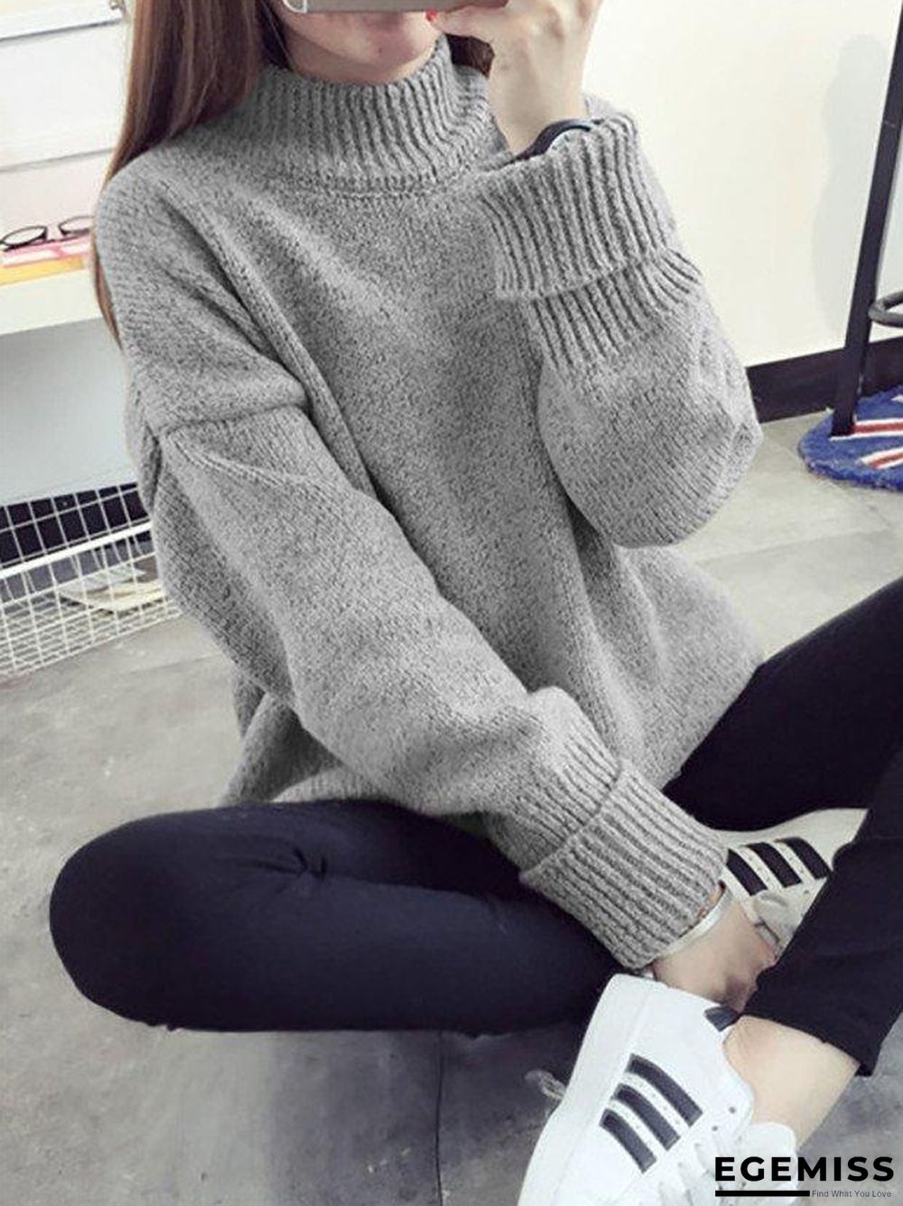 High neck pullover female loose sweater | EGEMISS