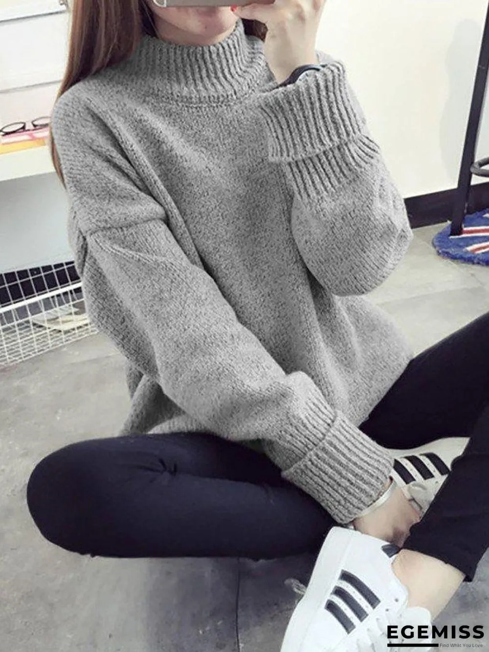 High neck pullover female loose sweater | EGEMISS