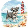 Schnauzer Seaside Puppy-14CT Stamped Cross Stitch 30*30cm tapestrymarket