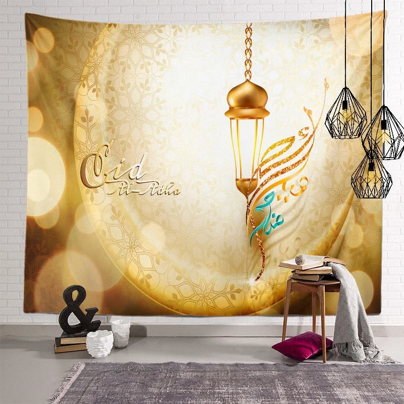 2021 Ramadan Decorations Home Tapestry Moon Star Eid Mubarak Wall Hanging Tapestries Decor Living Room Bedroom Background Decor