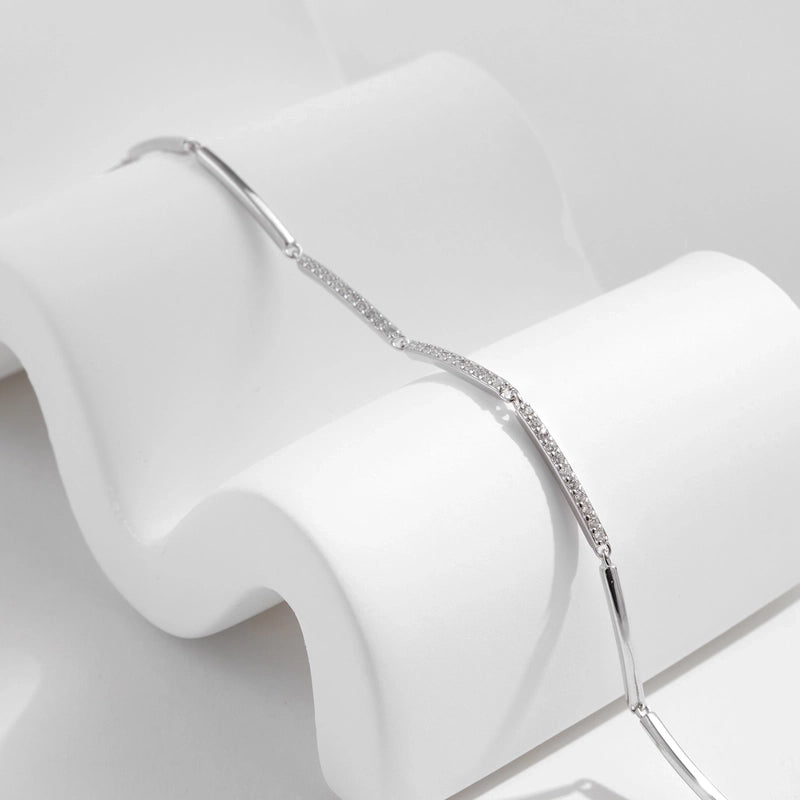 925 Sterling Silver Tube And Chain Half Chain Bracelets Minimalist