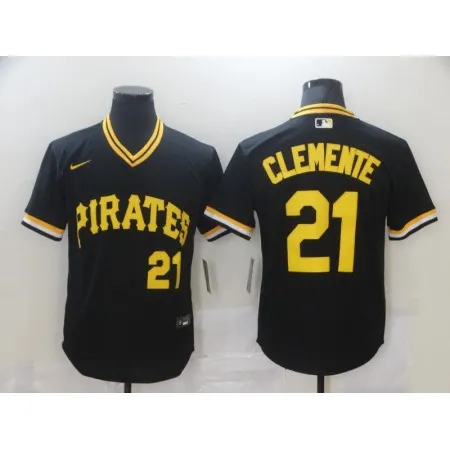 Men's Pittsburgh Pirates #21 Roberto Clemente Black Cool Base Stitched Jersey TWHN