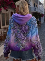 Women's Classic Rose Embroidery Art Comfy Hoodie - Image 4