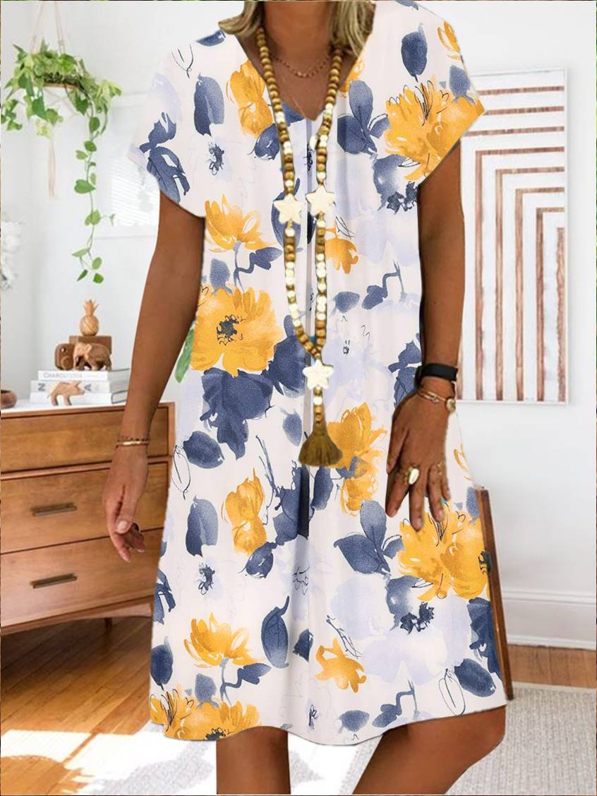 Women Long Sleeve V-neck Graphic Floral Printed Top