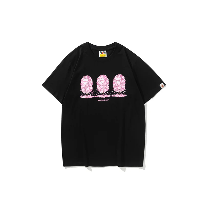 BAPE limited edition pink bush T-shirt for men and women cotton short-sleeved T-shirt