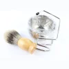 1 Set Professional Men Beard Brush Set Stainless Steel Bowl Stand Shaving Brush Mustache Shaving Facial Cleansing Tool 40#410