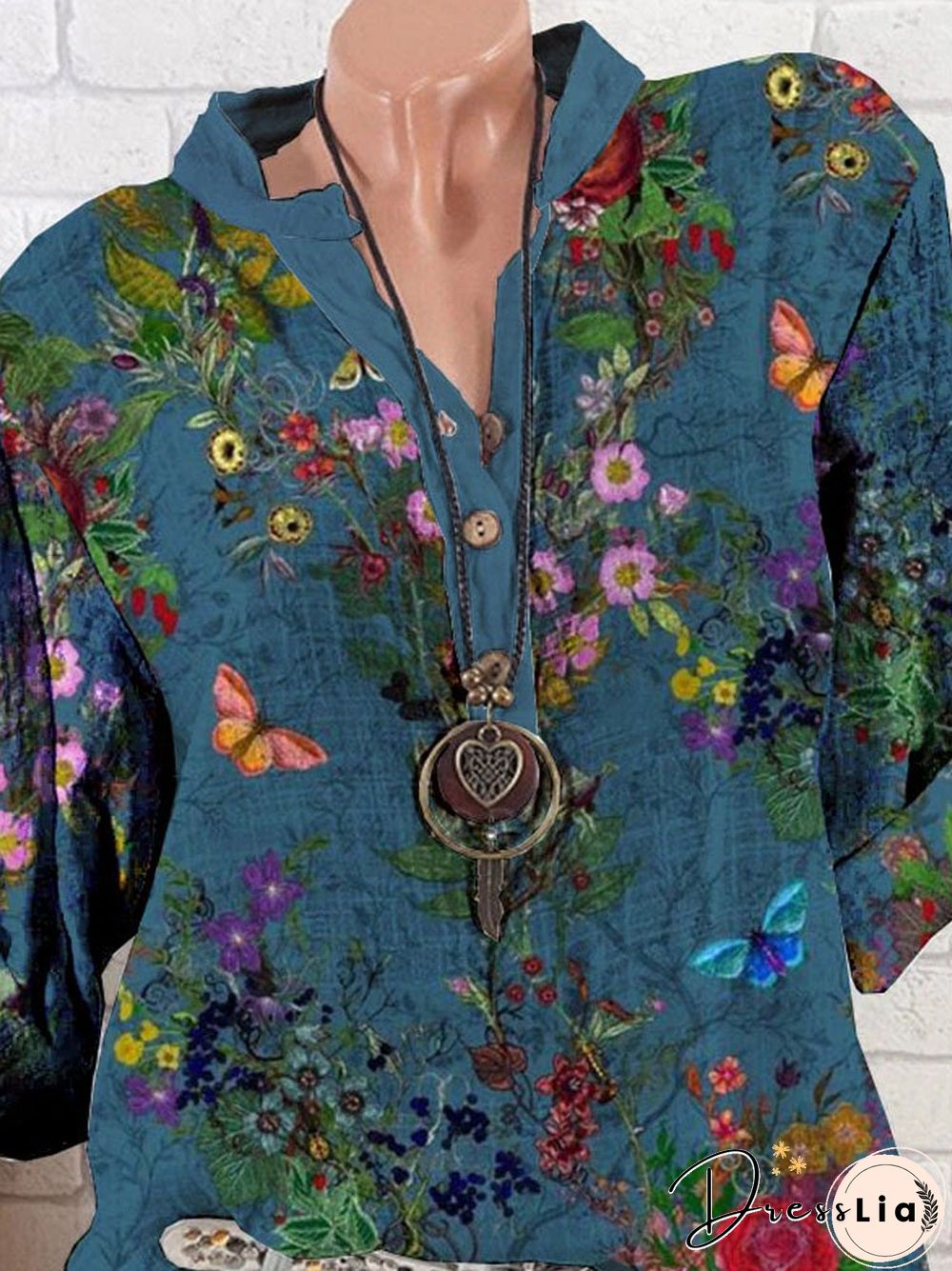 Floral Holiday Stand Collar Tops