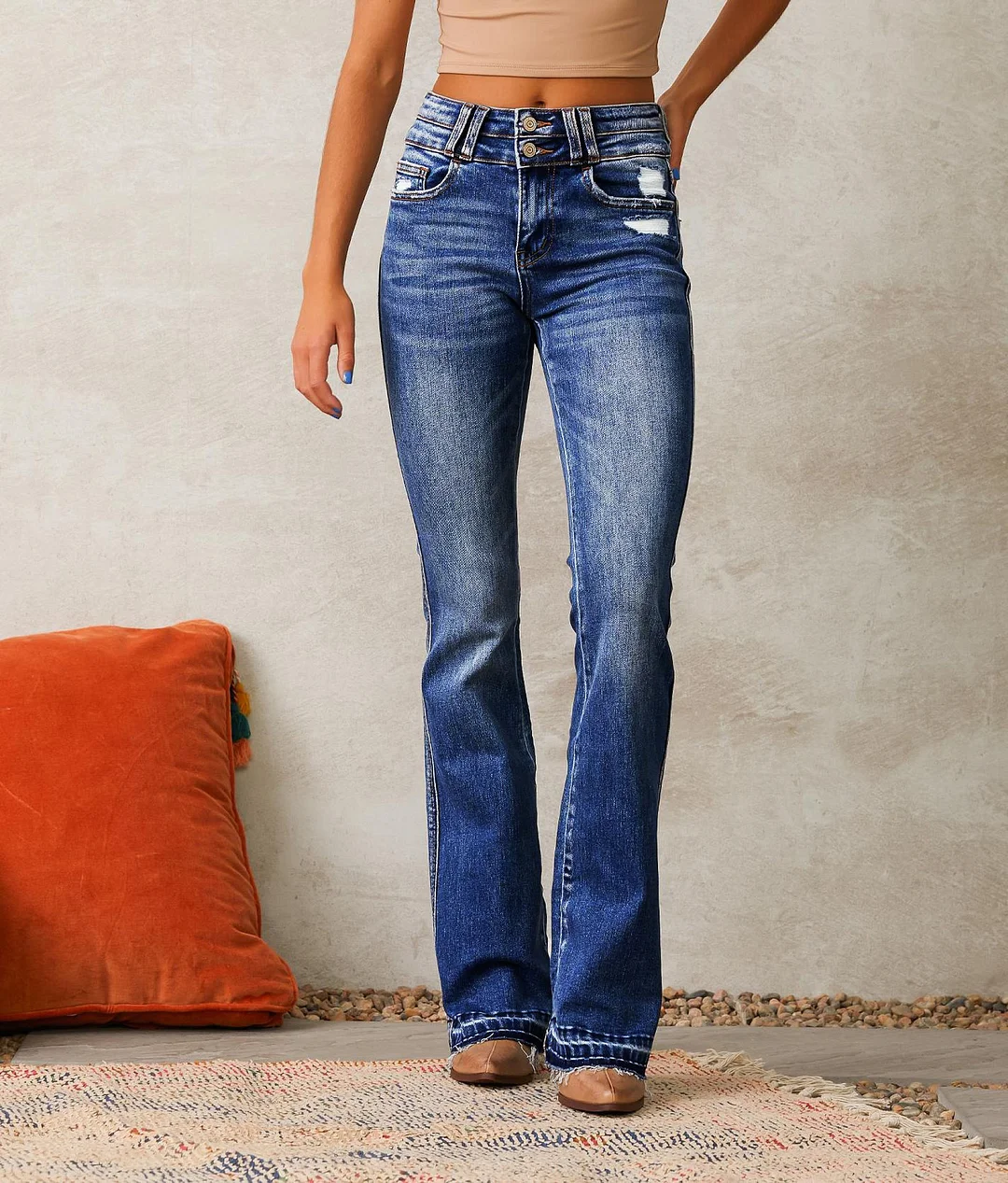 Women's Retro Ripped Jeans 2025 Spring Street Slightly Pulled Trousers