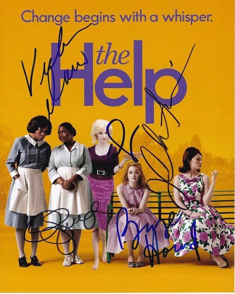 The help signed autographed cast Photo Poster painting emma stone jessica chastain viola davis +