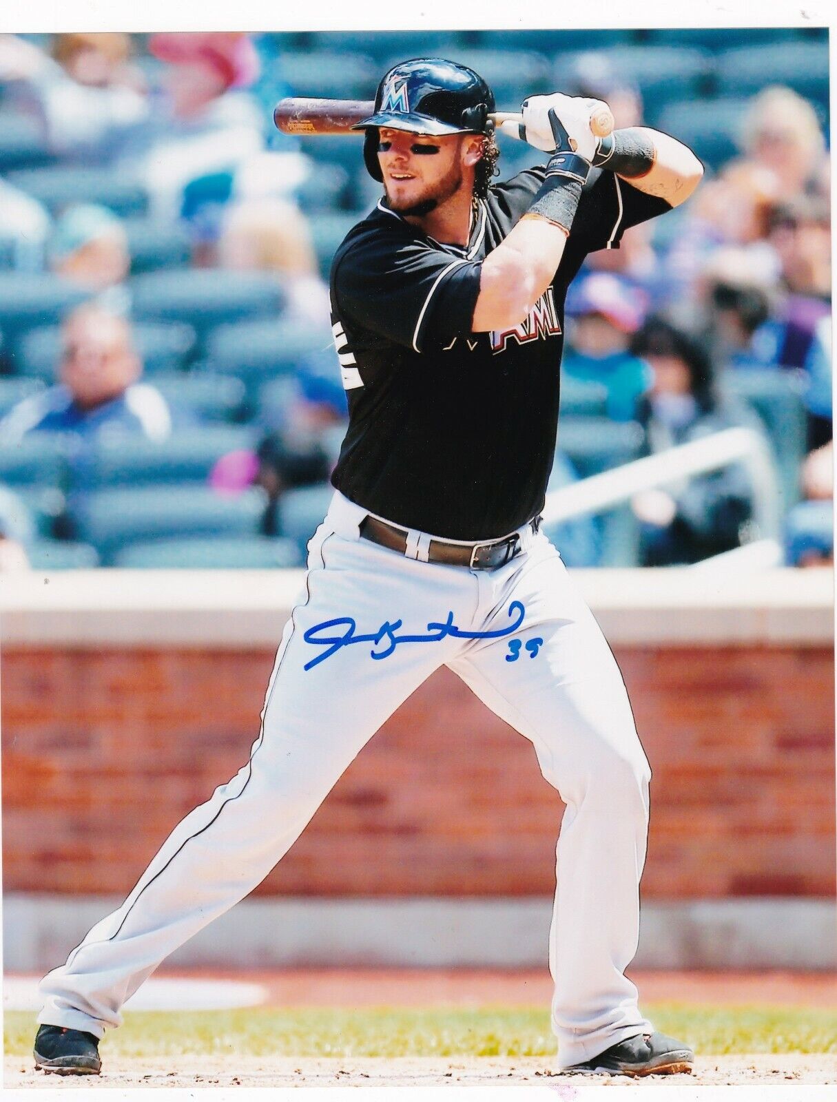 JARROD SALTALAMACCHIA MIAMI MARLINS ACTION SIGNED 8x10